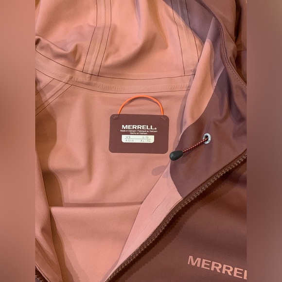 Merrell Women's L Whisper Rain Shell Jacket dusty rose Hooded Outdoor‎ hiking - Picture 4 of 7